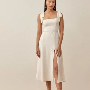 Reformation Twilight Dress in Ivory White Sleeveless Midi